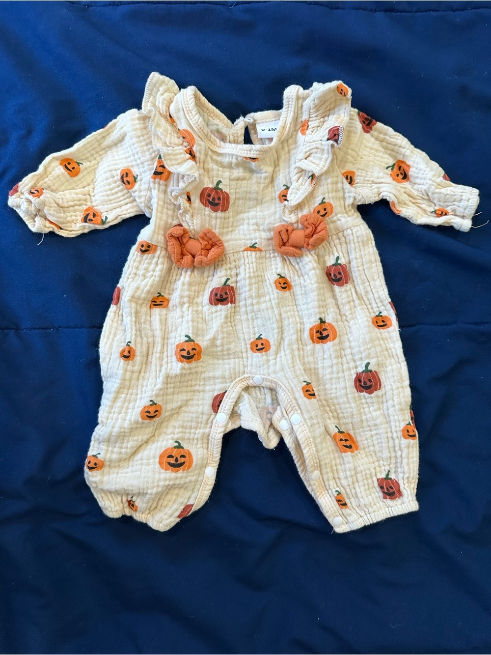 Amazon Cream Baby One-Piece Bodysuit with Orange Pumpkin Print